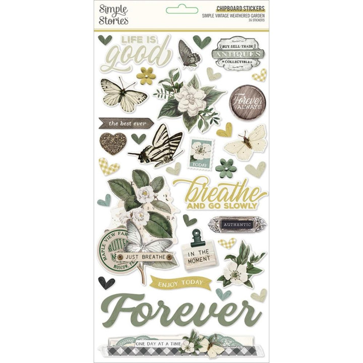 Наліпки з чіпборду Simple Stories Simple Vintage Weathered 15*30см