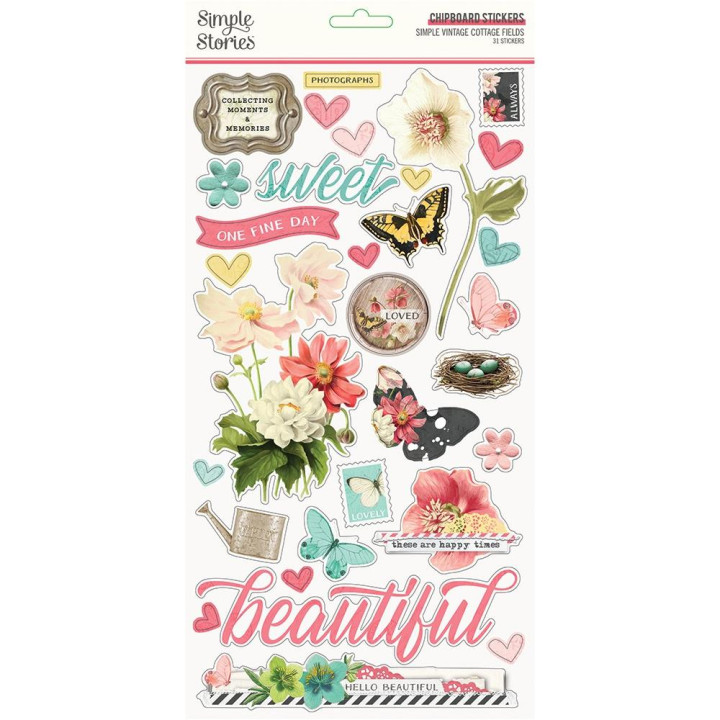  Наліпки з чіпборду Simple Stories Simple Vintage Cottage Fields 15*30см