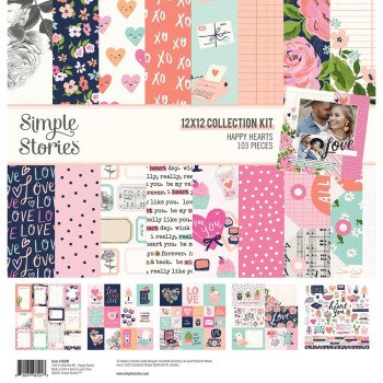 Набір паперу 30*30см Simple Stories Happy Hearts 12/Pkg