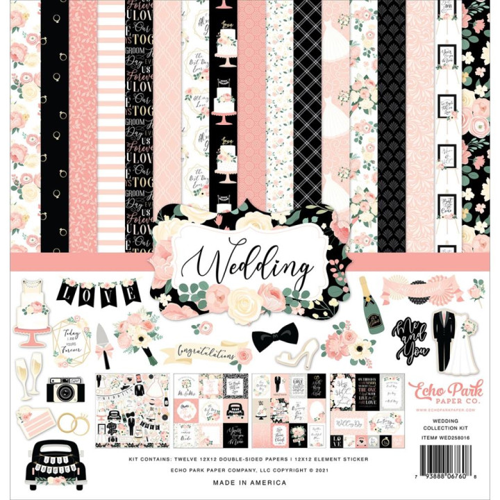 Набір паперу 30*30см Echo Park Wedding 12/Pkg