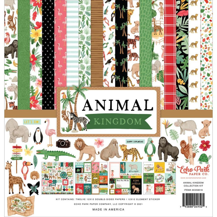Набір паперу 30*30см Echo Park Animal Kingdom 12/Pkg