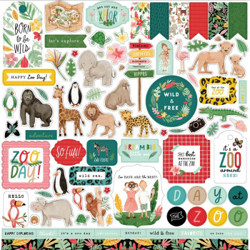 Наліпки Echo Park Animal Kingdom Cardstock Stickers Elements 30*30см