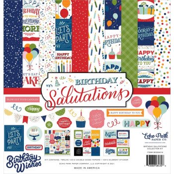 Набір паперу 30*30см Echo Park Birthday Salutations 12/Pkg