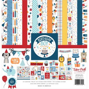Набір паперу 30*30см Echo Park Birthday Boy 12/Pkg