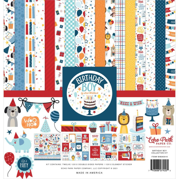 Набір паперу 30*30см Echo Park Birthday Boy 12/Pkg