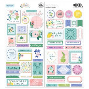 Наліпки Pinkfresh Studio Happy Blooms Cardstock Stickers Elements 52/Pkg