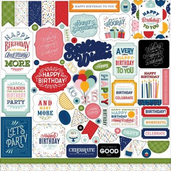 Наліпки Echo Park Birthday Salutations Cardstock Stickers Elements 30*30см