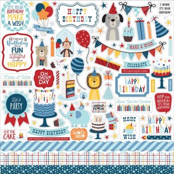 Наліпки Echo Park Birthday Boy Cardstock Stickers Elements 30*30см