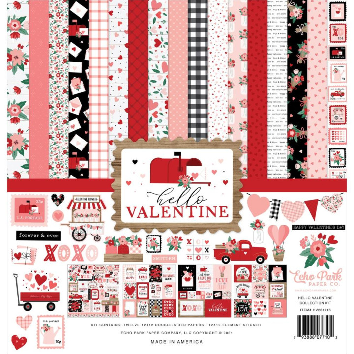 Набір паперу 30*30см Echo Park Hello Valentine 12/Pkg