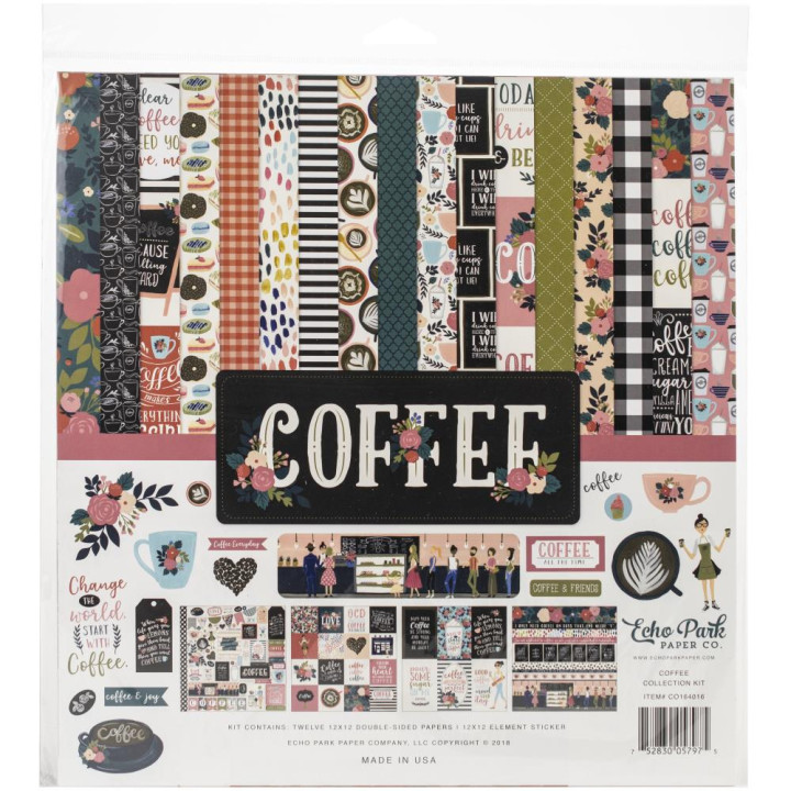 Набір паперу 30*30см Echo Park Coffee 12/Pkg