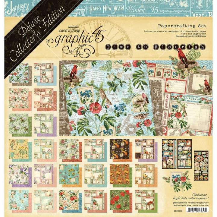 Набір паперу 30*30см Graphic 45 Deluxe Collector's Time To Flourish 24/Pkg