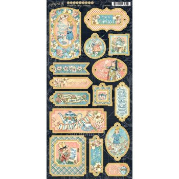 Чіпборд Graphic 45 Alice's Tea Party Chipboard Die-Cuts 15*33см