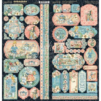 Наліпки Graphic 45 Alice's Tea Party Cardstock Stickers Elements 30*30см