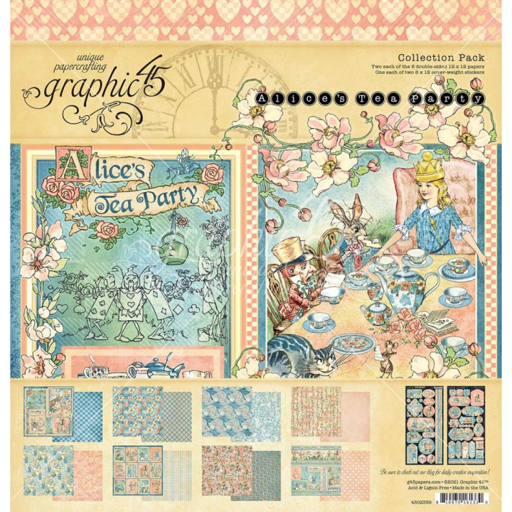 Набір паперу 30*30см Graphic 45 Alice's Tea Party 16/Pkg