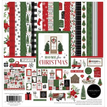 Набір паперу 30*30см Carta Bella Collection Kit Home For Christmas 12/Pkg