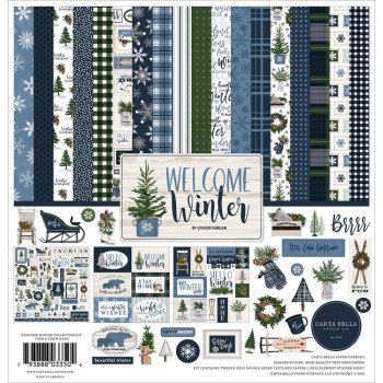 Набір паперу 30*30см Carta Bella Collection Kit Welcome Winter 12/Pkg