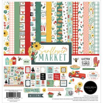 Набір паперу 30*30см Carta Bella Collection Kit Sunflower Market 12/Pkg