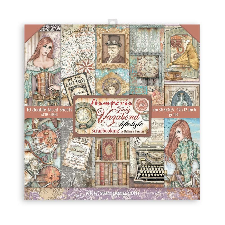 Набір паперу 30*30см Stamperia Lady Vagabond Lifestyle 10/Pkg