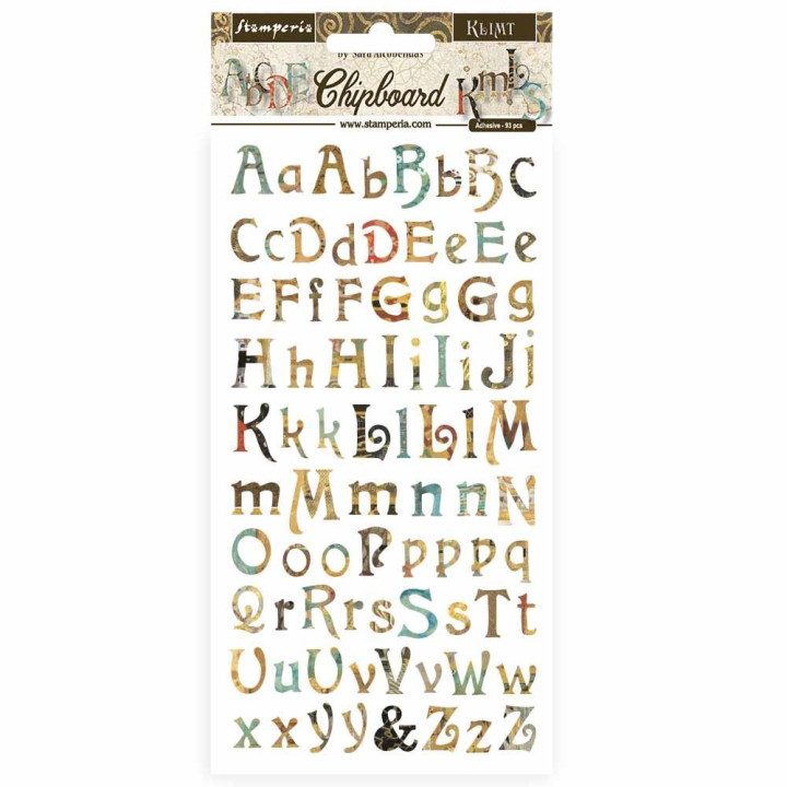 Чіпборд Stamperia Alphabet Klimt 15*30см