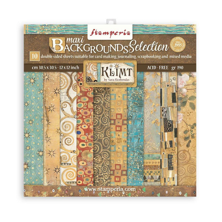 Набір паперу 30*30см Stamperia Backgrounds Klimt 10/Pkg
