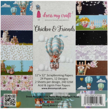 Набір паперу 30*30см Dress My Craft Chickoo & Friends 24/Pkg