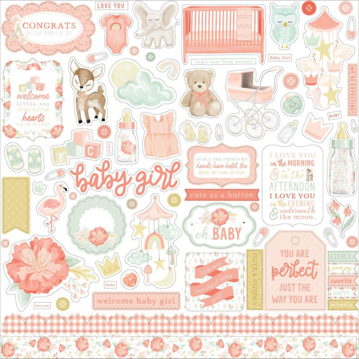 Наліпки Echo Park It's A Girl Cardstock Stickers Elements 30*30см