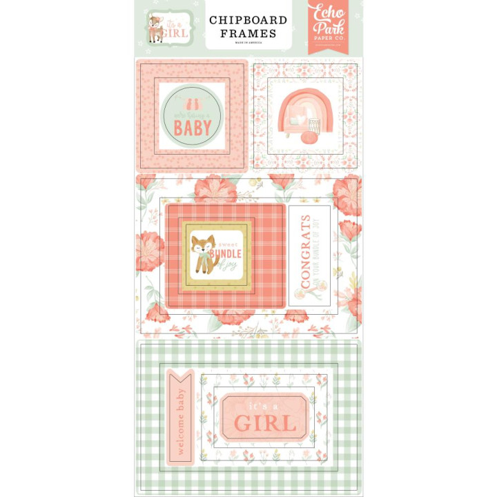  Наліпки з чіпборду Echo Park It's A Girl Frames 15*33см