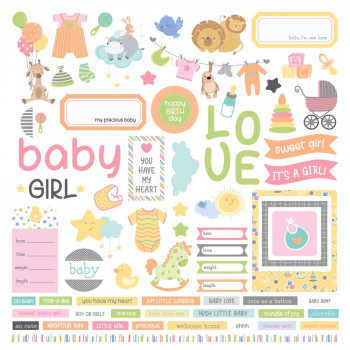 Наліпки PhotoPlay Hush Little Baby Girl Cardstock Stickers Elements 30*30см