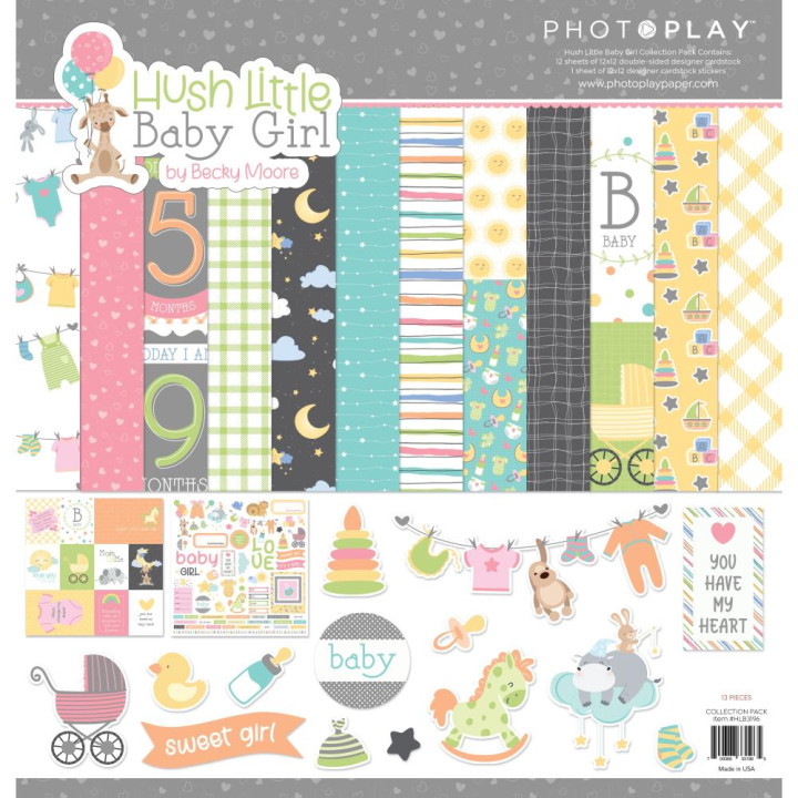 Набір паперу 30*30см PhotoPlay Hush Little Baby Girl  12/Pkg