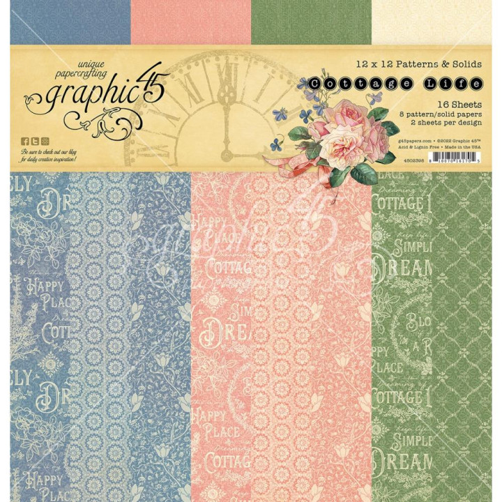 Набір паперу 30*30см Graphic 45 Paper Pad Cottage Life 16/Pkg