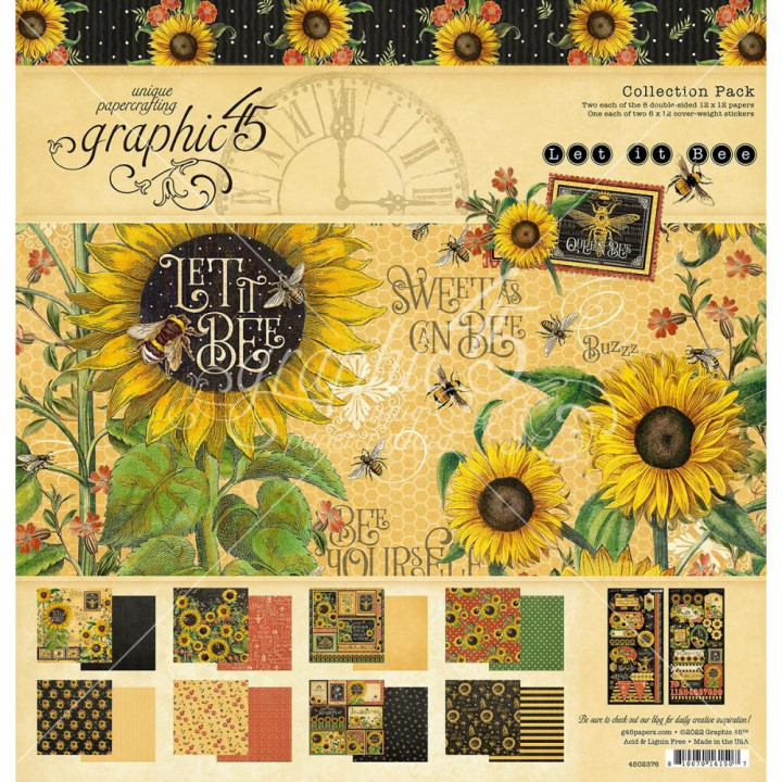 Набір паперу 30*30см Graphic 45 Let It Bee 16/Pkg