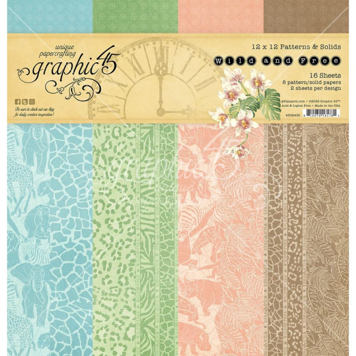 Набір паперу 30*30см Graphic 45 Paper Pad Wild & Free 16/Pkg