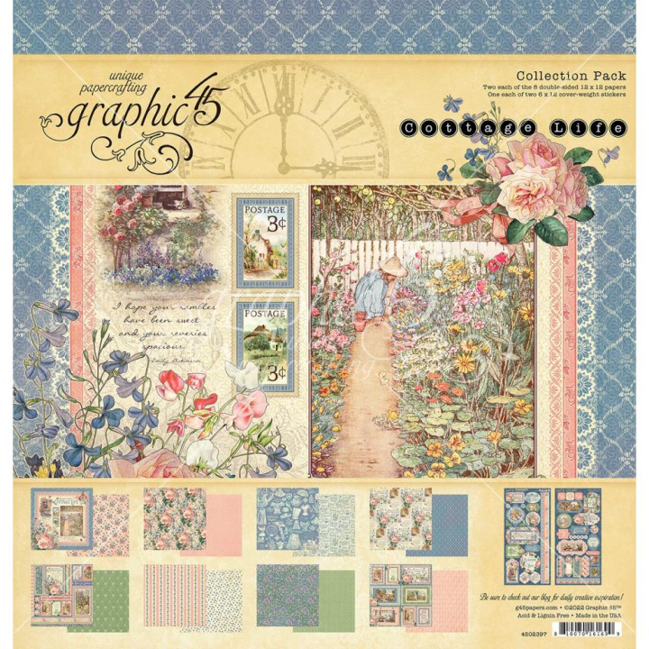 Набір паперу 30*30см Graphic 45 Cottage Life 16/Pkg
