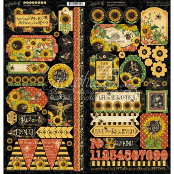 Наліпки Graphic 45 Let It Bee Cardstock Stickers Elements 30*30см