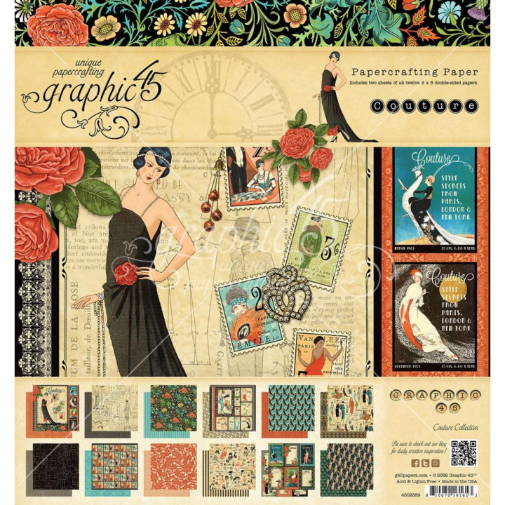 Набір паперу 20*20см Graphic 45 Couture 24/Pkg