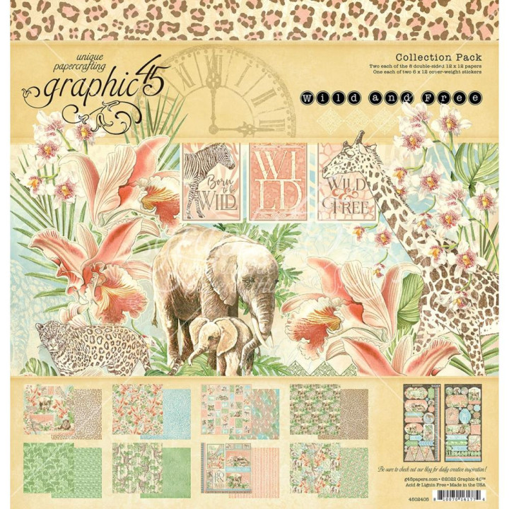 Набір паперу 30*30см Graphic 45 Wild & Free 16/Pkg