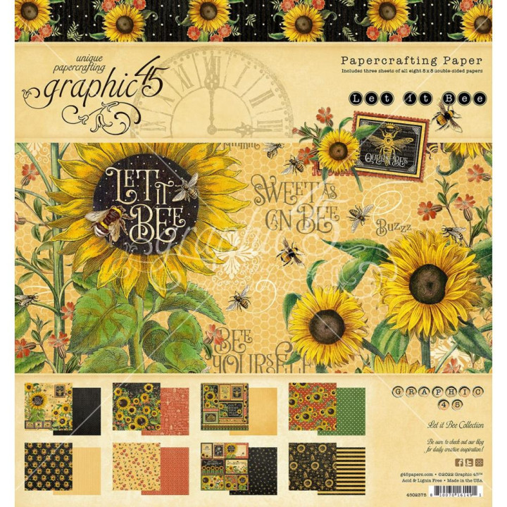 Набір паперу 20*20см Graphic 45 Let It Bee 24/Pkg