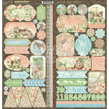 Наліпки Graphic 45 Wild & Free Cardstock Stickers Elements 30*30см