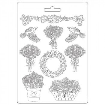 Молд Stamperia Soft Maxi Mould Garlands & Bouquets, Provence 21*29см