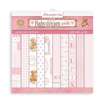 Набір паперу 20*20см Stamperia Backgrounds Baby Dream Pink, Day Dream 10/Pkg