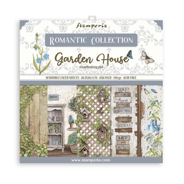 Набір паперу 30*30см Stamperia Romantic Garden House 10/Pkg