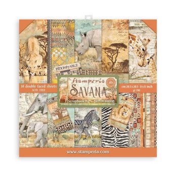 Набір паперу 20*20см Stamperia Savana 10/Pkg