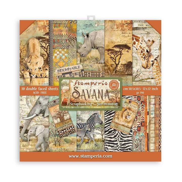 Набір паперу 30*30см Stamperia Savana 10/Pkg