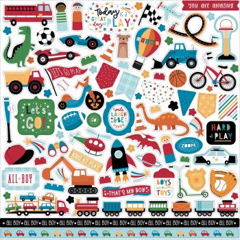 Наліпки Echo Park Play All Day Boy Cardstock Stickers Elements 30*30см