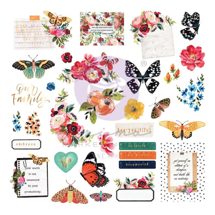 Висічки Prima Painted Floral Cardstock Ephemera 33/Pkg