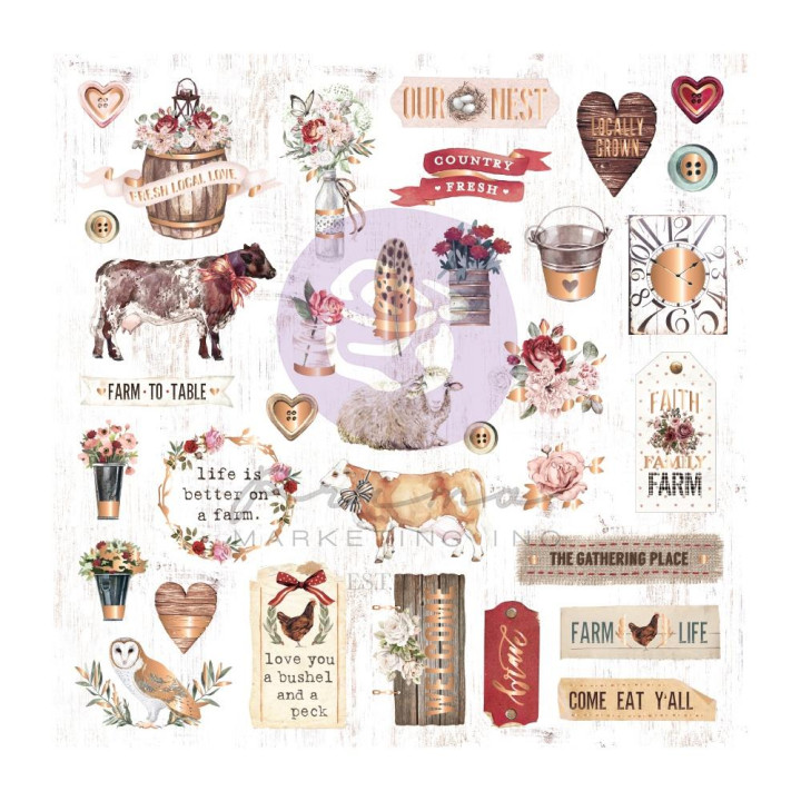 Висічки Prima Farm Sweet Farm Cardstock Ephemera 34/Pkg