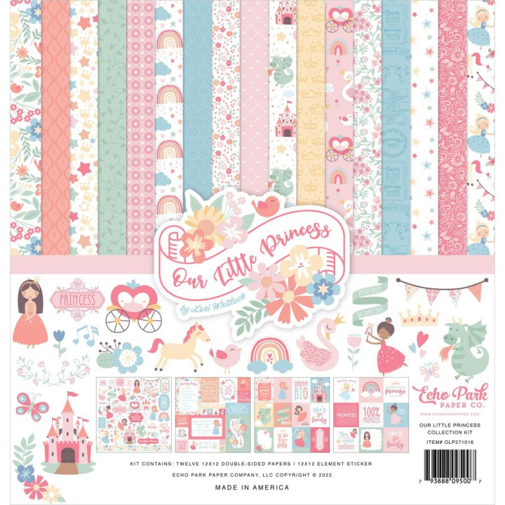 Набір паперу 30*30см Echo Park Our Little Princess 12/Pkg