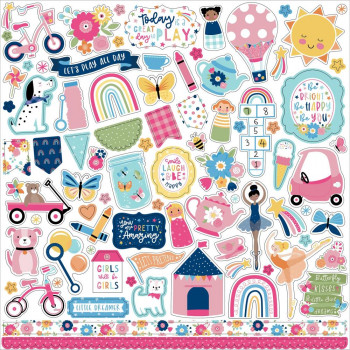 Наліпки Echo Park Play All Day Girl Cardstock Stickers Elements 30*30см