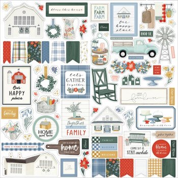 Наліпки Carta Bella Farmhouse Summer Cardstock Stickers Elements 30*30см