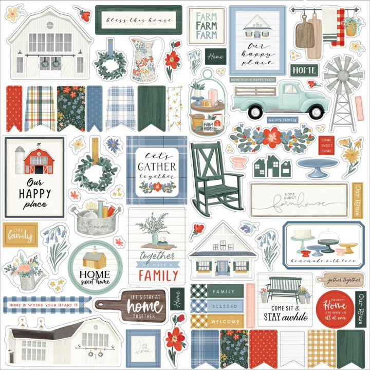Наліпки Carta Bella Farmhouse Summer Cardstock Stickers Elements 30*30см